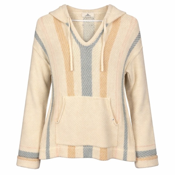 Rip Curl Sweaters - Rip Curl Day Break Poncho Hoodie Women's XS Off White Loose Fit Beachy Woven